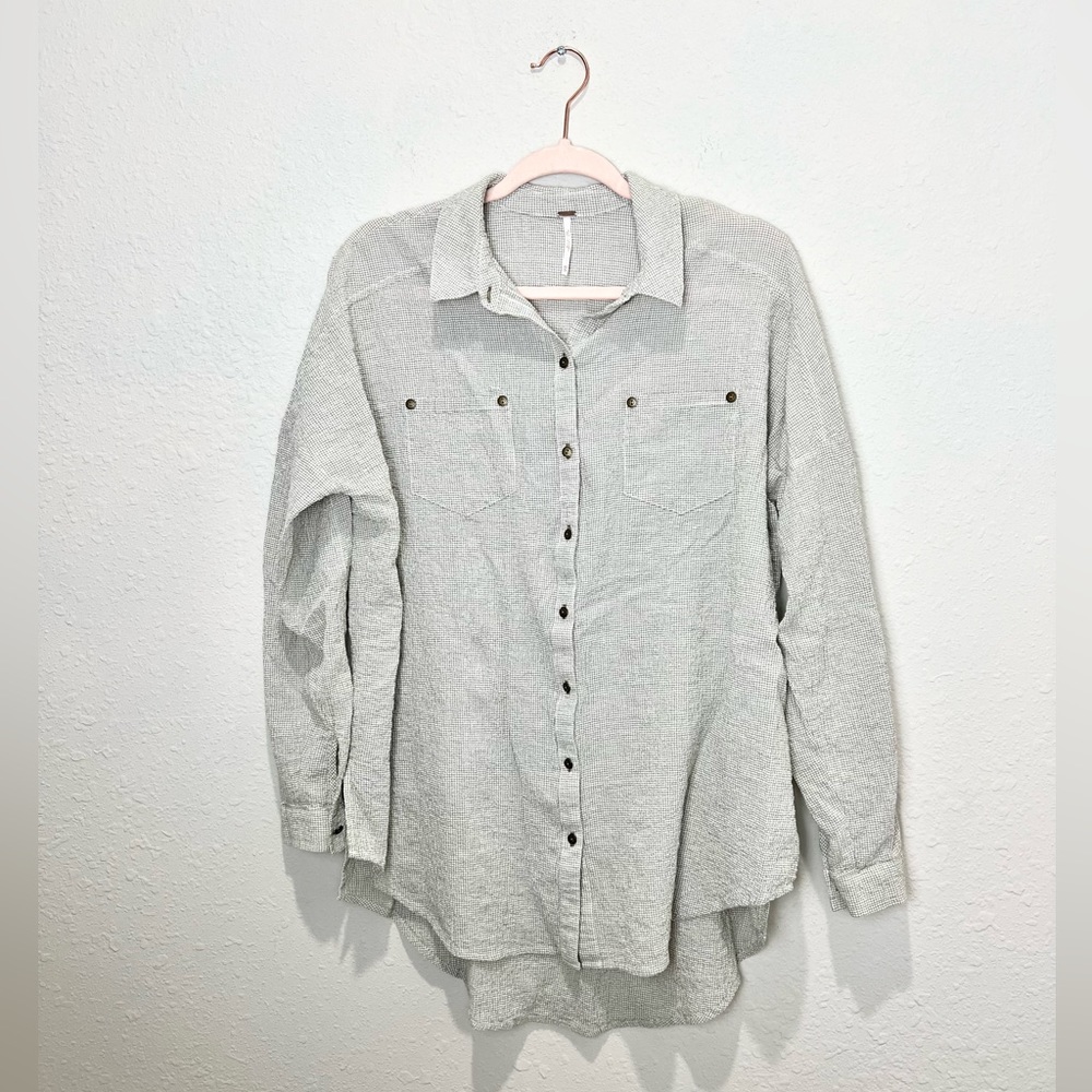 Free People Love Her Madly Puckered Checked Size Extra Small XS - Picture 2 of 10
